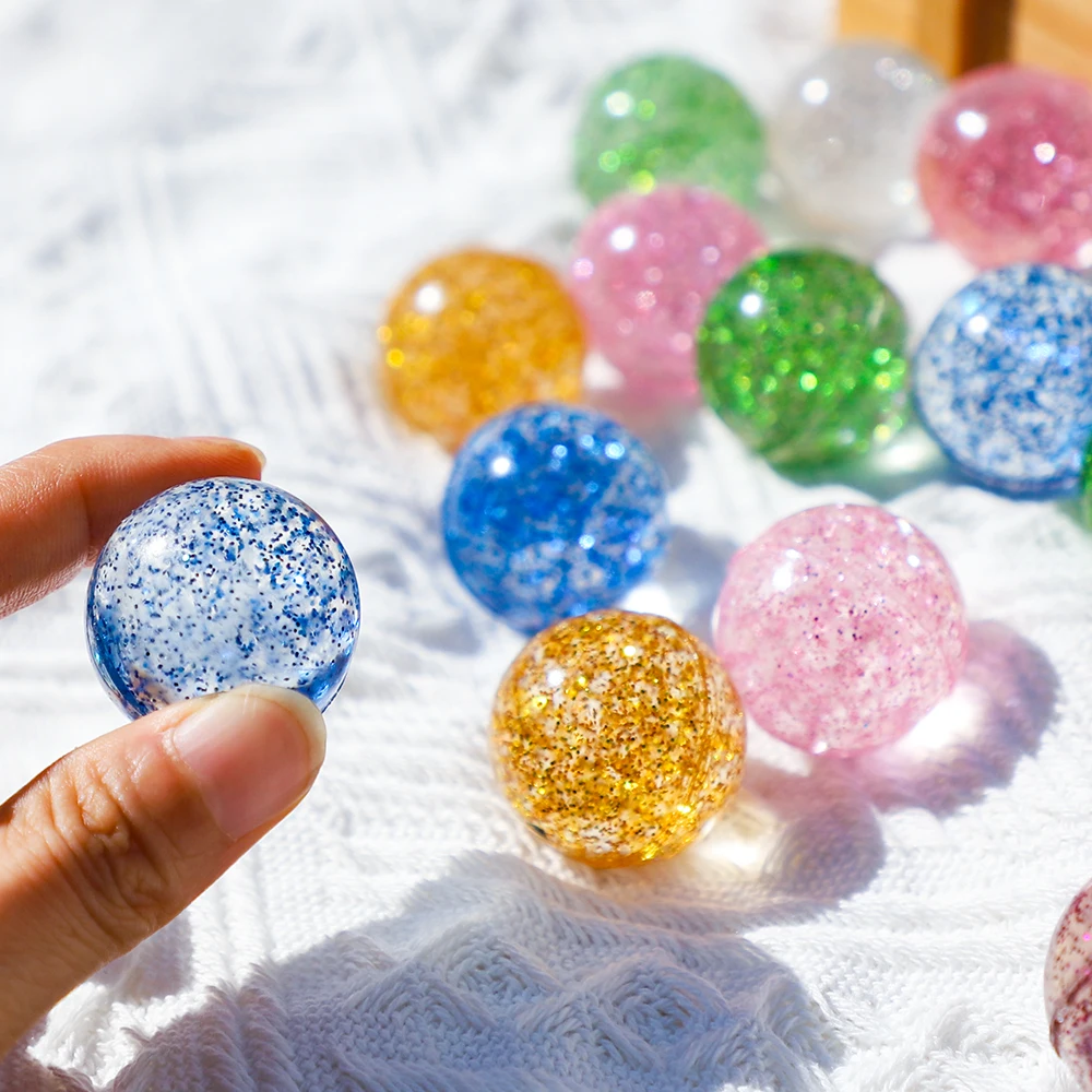 Bouncing Ball Toys 10Pcs 32mm Glitter Jumping Bounce Balls Outdoor Sport Toys for Kids Birthday Party Favors Wedding Christmas Gift Pinata Filler