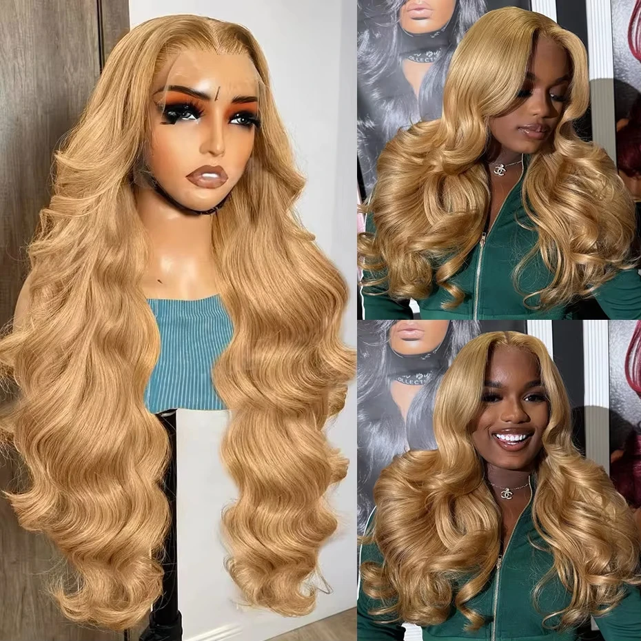 34 36inch 27 Honey Blonde Body Wave Wig Human Hair 13x6 Transparent Hd Lace Frontal Wig For Women 250 Density Brazilian Wigs 1