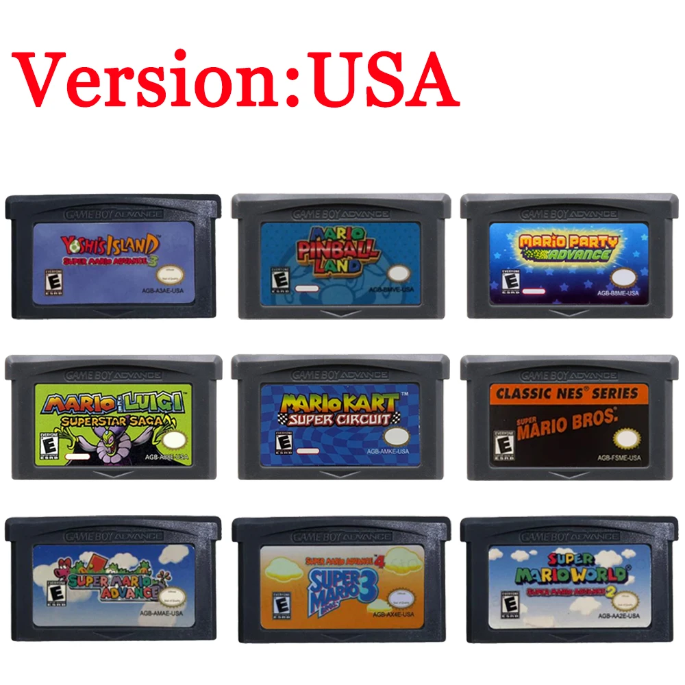 Game Cards GBA Game Cartridge 32 Bit Mario Series Super Mario Advance Super Bros Kart For GBA/SP/DS