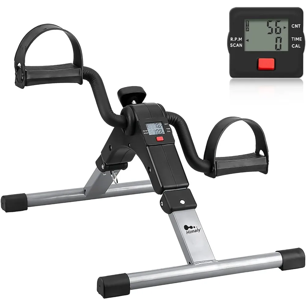 

Folding Pedal Exerciser - Mini Exercise Bike Under Desk Bike Pedal Exerciser with LCD Display for Arms and Legs Workout