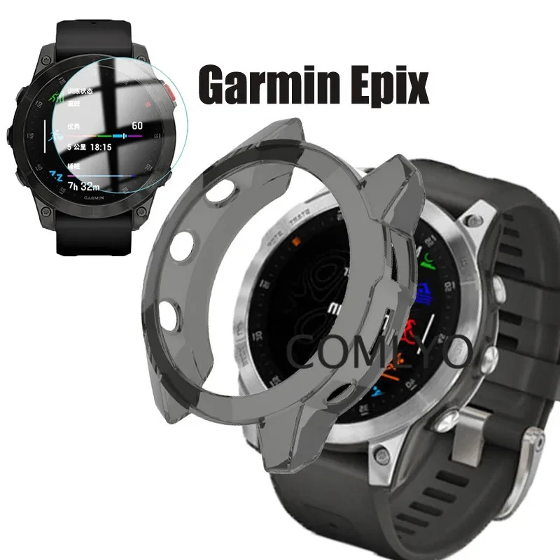 Per Garmin Epix Custodia Protettiva Shell Smartwatch Tpu Cover Paraurti Protezione Dello Schermo In Vetro