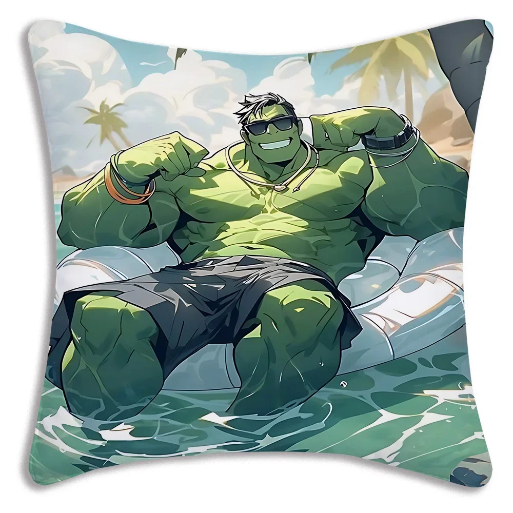 The Incredible Hulk 2 Cartoon Pillow Covers Sofa Decorative Home Double-sided Printing Short Plush Cute Cushion Cover