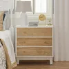 Nightstand 3-Drawer White Dresser X2 with Handicraft Wood Ring, Fully Nightstands Wooden Finish, Nightstand 2