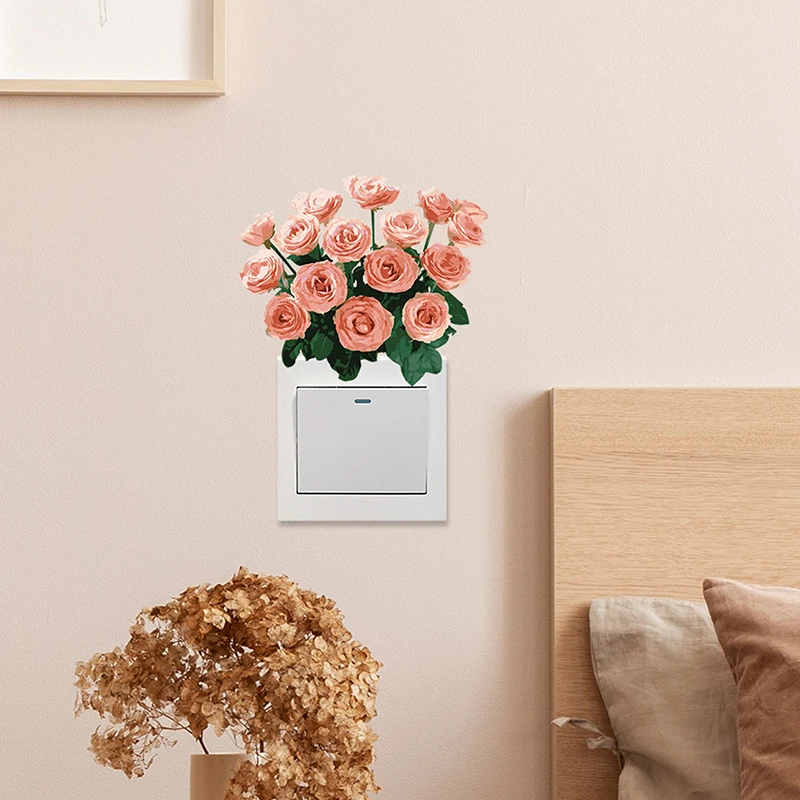 1Pc Multiple Styles Decor Wall Paper Murale A Lunga Durata Colorfast Plant Flower Switch Wall Adesivo Decorativo Autoadesivo