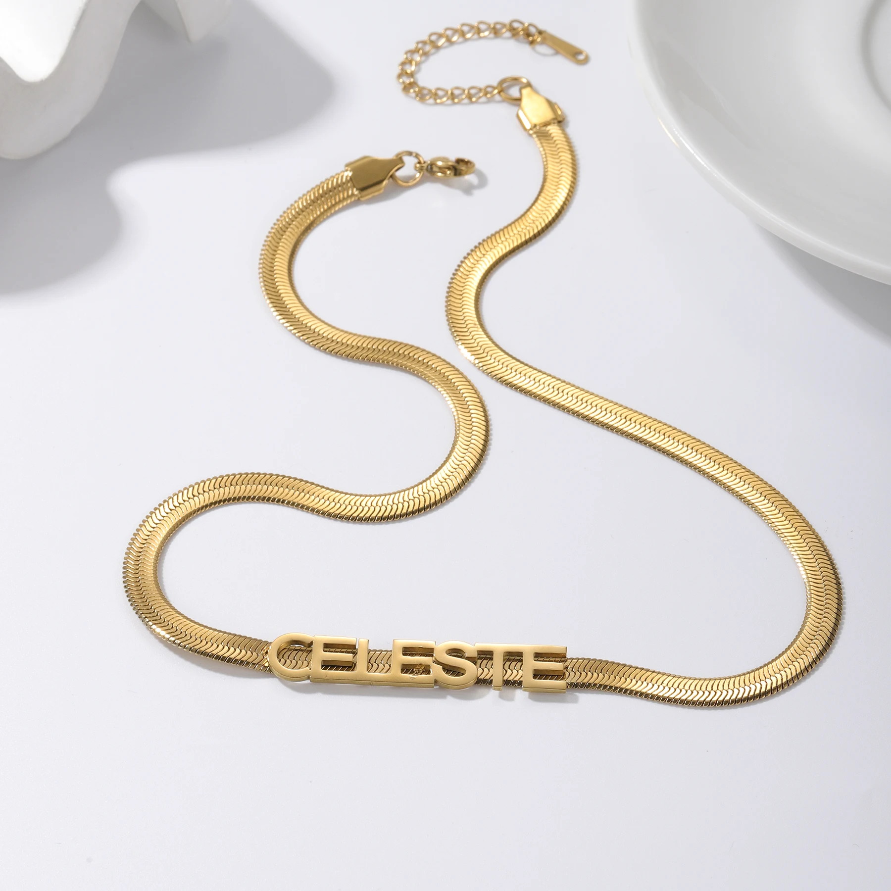 Qitian Custom Name Necklace With Snake Chain Personalized