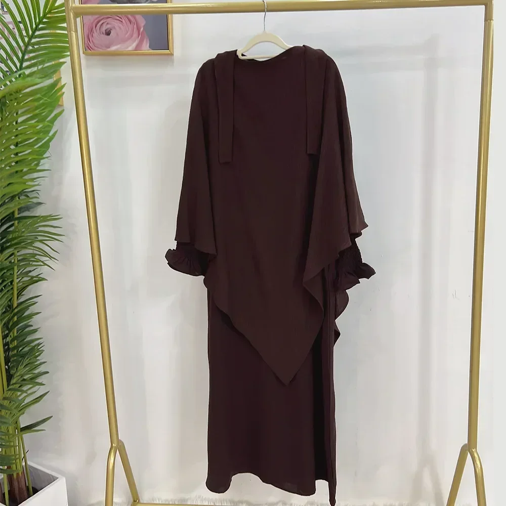 Abaya and Khimar Set Jilbab 2 Piece Ramadan Eid Long Hijab Dress Muslim Women Prayer Clothes Turkey Islamic Dubai Outfit Niqab
