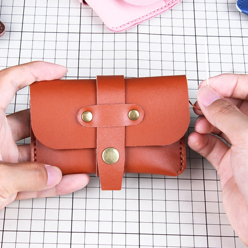 수제 가죽 동전 카드 팩, DIY 바느질, 펀칭 없음, PU 가죽 공예, 반제품 스티치 재료 액세서리