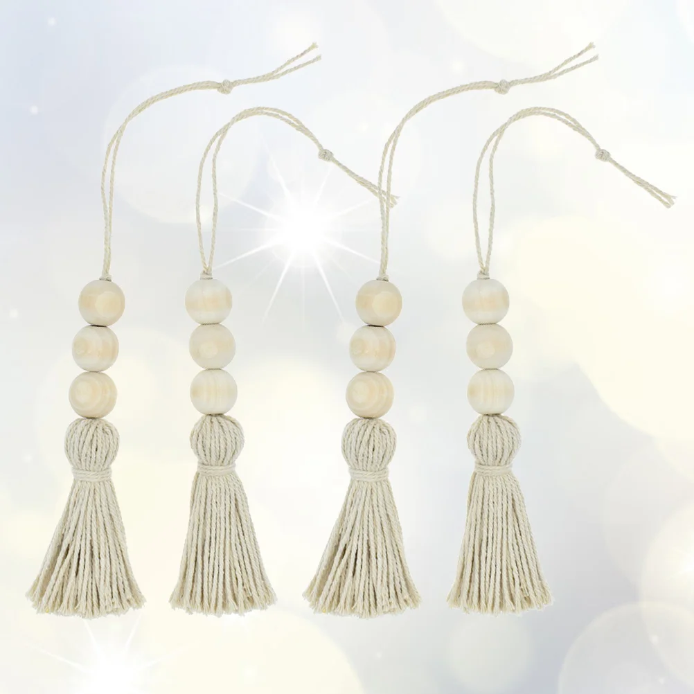 

4 Pcs Decoration for Home Farmhouse Wood Bead Garland Long Bohemian Wooden Beads