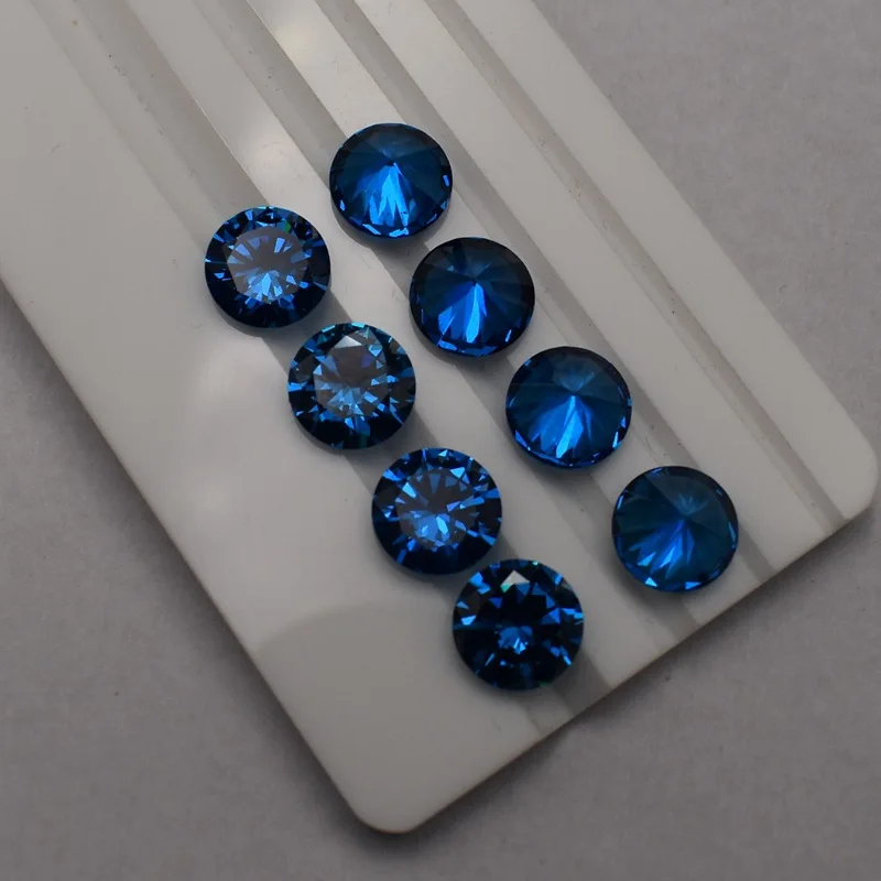 Large Sea Blue Sapphire Round Shape AAAA+ 12.0mm 6.0Ct Loose Gemstone DIY For Jewelry Making