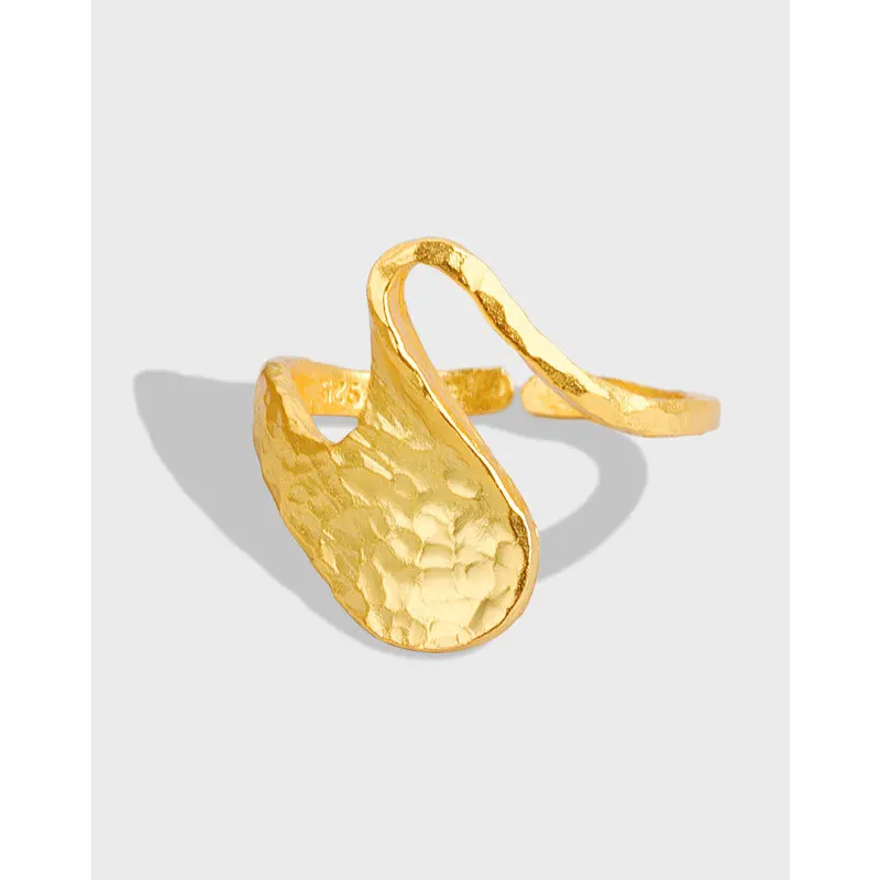 

Lanre.Q Genuine 925 Sterling Silver Irregular Geometric Ring Open Size for Women 18k Gold Plated Rings Fine Jewelry Party Gift