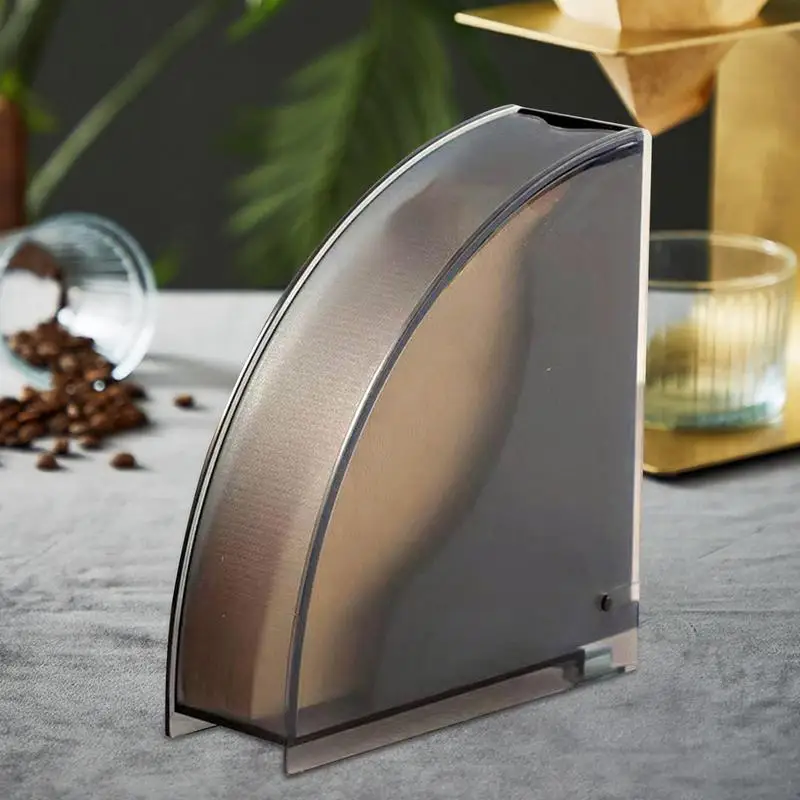 Coffee Filter Paper Box With Dustproof Cover Classic Coffee Paper Holder Storage Rack Home Barista Cafe Accessories