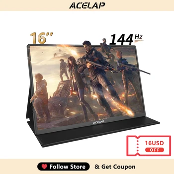 16인치 2560x1600P 144Hz 휴대용 모니터 16:10 IPS 디스플레이 PC 게임 확장 스크린 노트북 마그네틱 케이스가 포함된 두 번째 화면 ACELAP P16 P156T P185