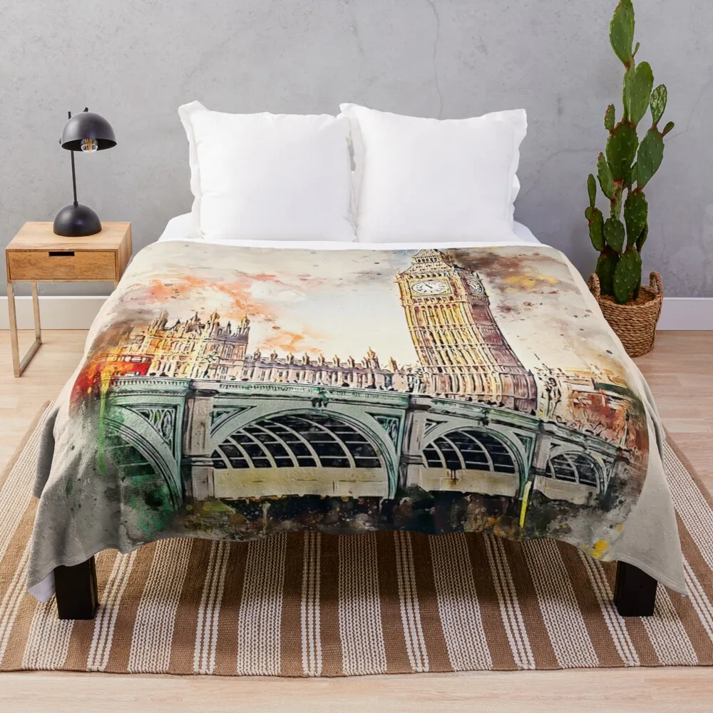 

London in Watercolor Throw Blanket Blanket For Decorative Sofa