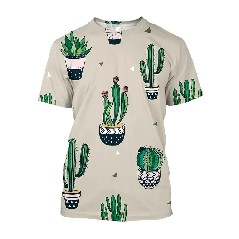 

3D Printed Cartoon Cactus Flowers Graphic T Shirts Fashion Casual T Shirt For Men Clothing Hawaii Women Tees Streetwear Tee Tops