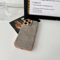 Luxury Electroplated Leather Phone Case with Camera Protection and Shockproof Design - iPhone 17 air (GRAY)