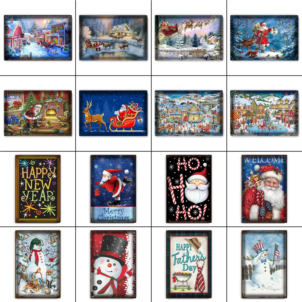 

Рождественский металлический постер 20x30 см, Настенный декор для бара, кафе, металлический постер в винтажном стиле, Ржавый металлический жестяной знак, промышленный Декор