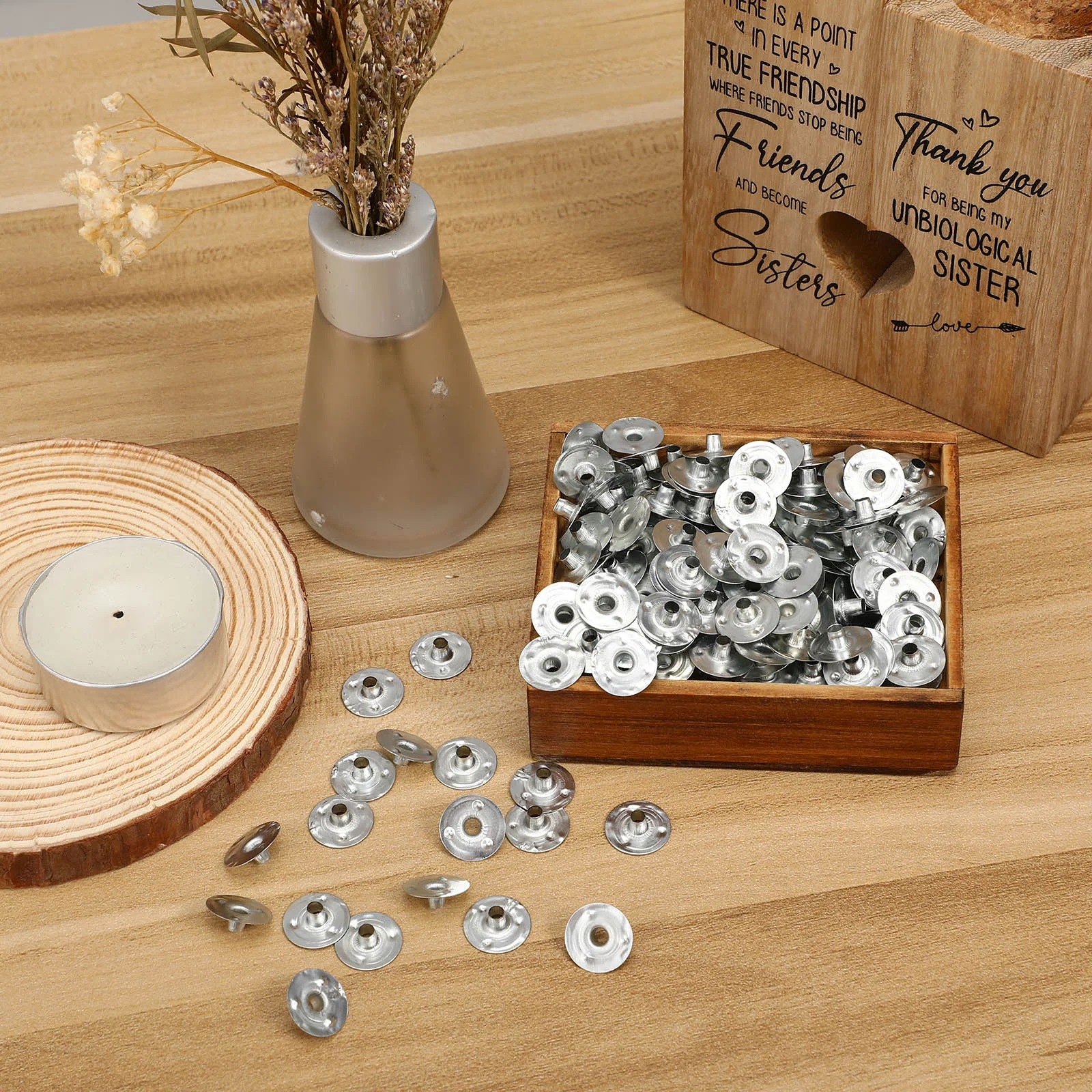 

300 Pcs Wick Sustainer Tabs Metal Stands Wick Tabs Making Supplies for DIY