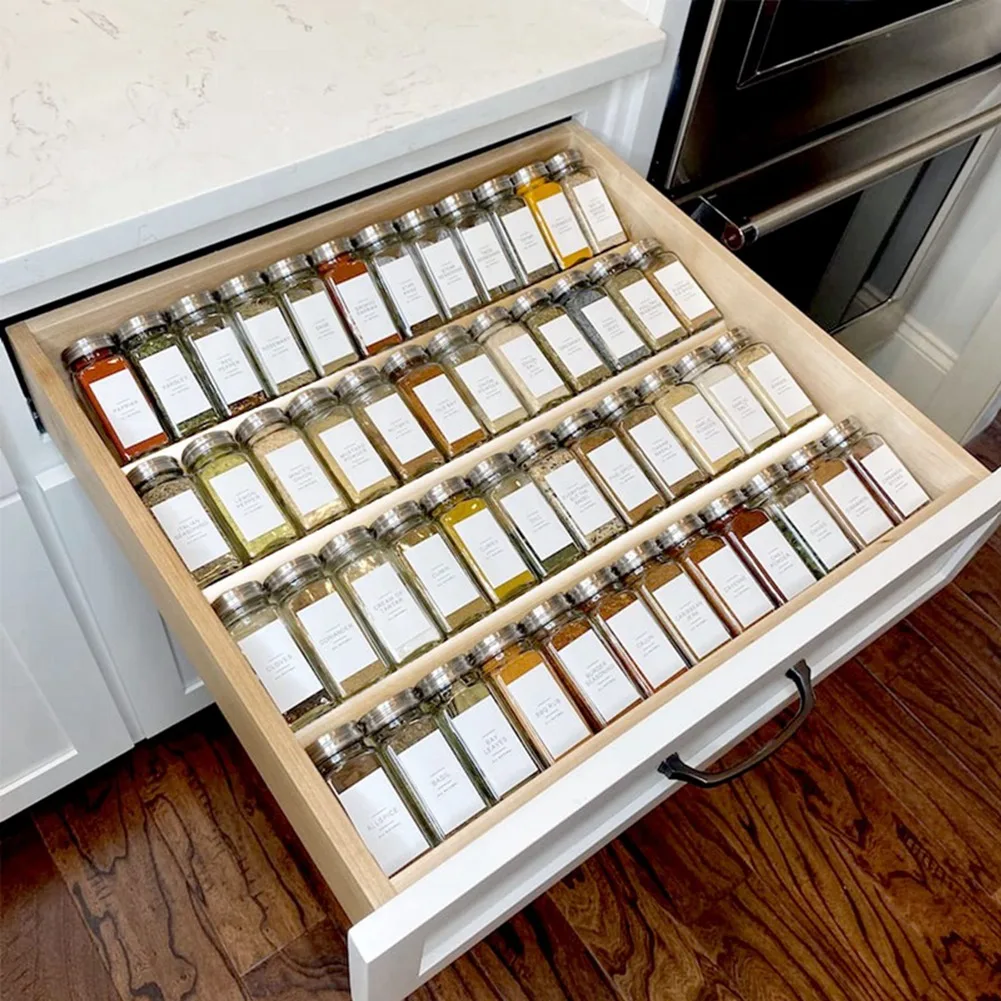 Clear Acrylic Spice Drawer Organizer,Seasoning Jars Drawers Insert,Kitchen Spice Rack Tray for Drawer (Jar Not Included) 6