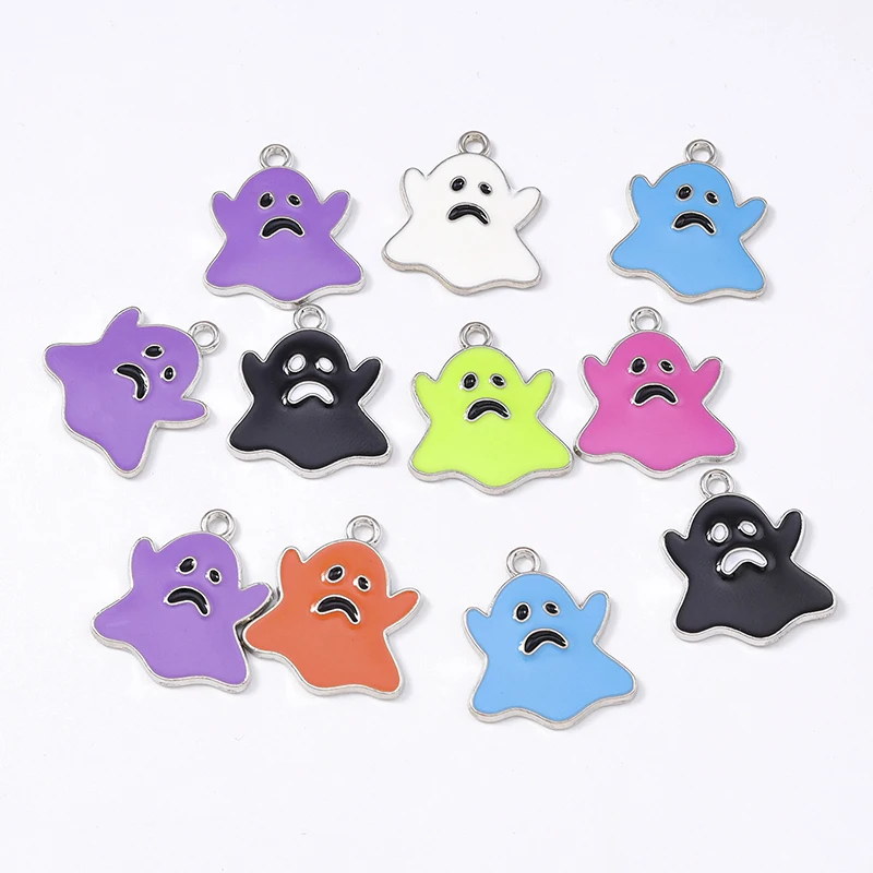 Duarte 20 Teile/los Nette Emaille Halloween Geist Charms Anhänger für Schmuck Machen Tropfen Ohrringe Halsketten Armbänder DIY Handwerk Geschenk – Detail 10