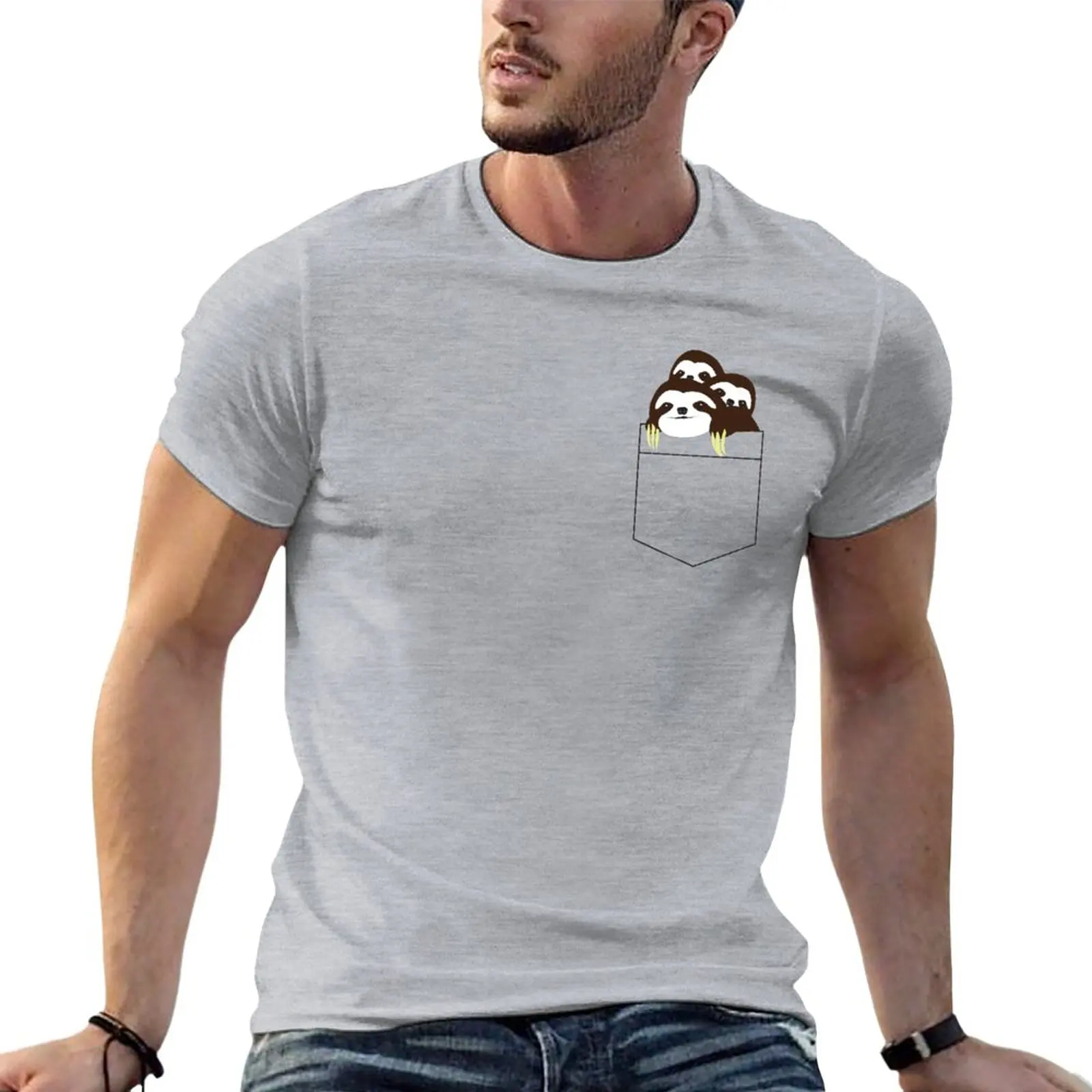 

New 3 Pocket Sloths T-Shirt cute tops customized t shirts kawaii clothes t-shirts man mens champion t shirts