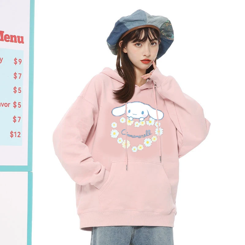 

Sanrio Lady`s Hoodie Cinnamonroll Kawaii Winter Thickness Top Cute Clothes Loose Hooded Casual and Fashion