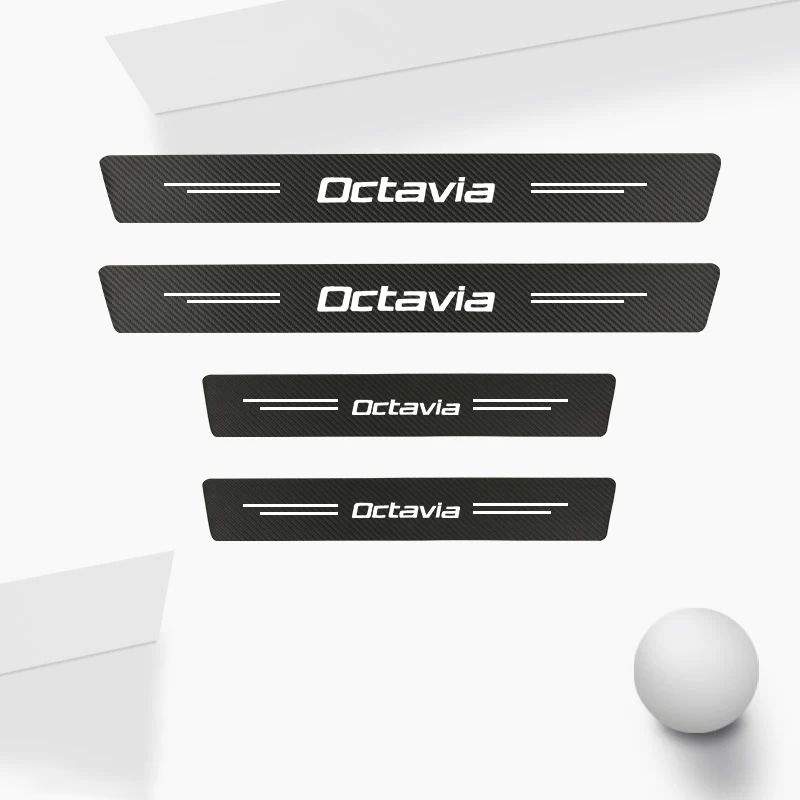 Adesivi Protettivi Per Davanzale Della Portiera Dell'Auto 4 Pezzi In Pelle Di Carbonio Per Skoda Octavia Virs Rs Iv Fiber Decor Decal Soglia