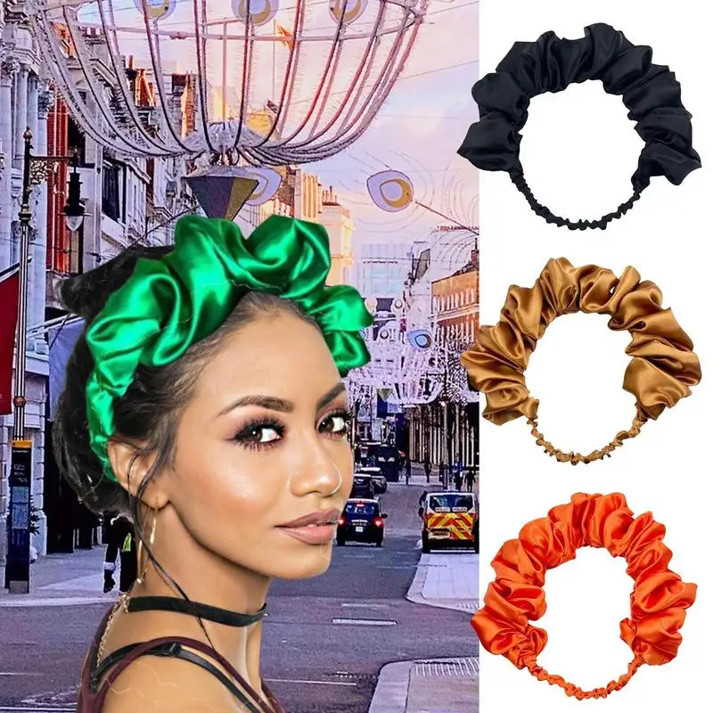 

Satin Headbands for Women Elastic Head Wraps with Ruched Design Comfortable Hair Accessorie Universal Size for Shopping Dating