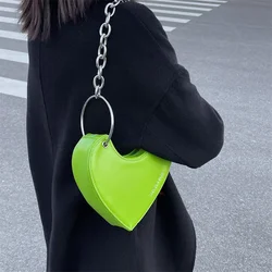 Designer Thick Chain Handbags Women Luxury Ladies Heart Shaped Shoulder Bag Cute Female Clutch Purse Fashion Love Underarm Bag