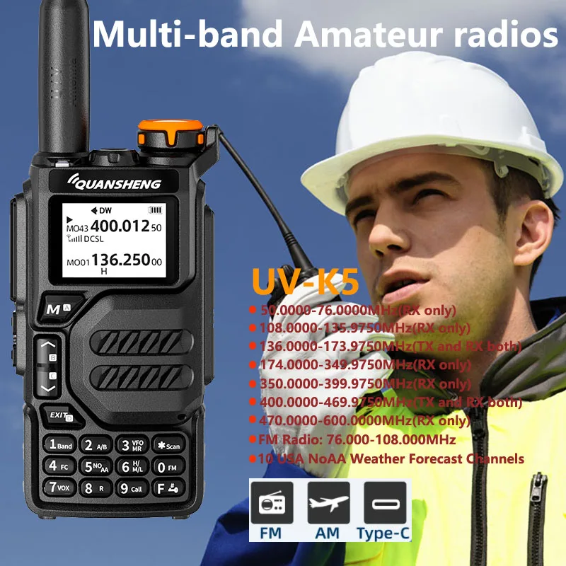 QUANSHENG UV-5R Plus Ham Radio Long Range Walkie Talkies AM