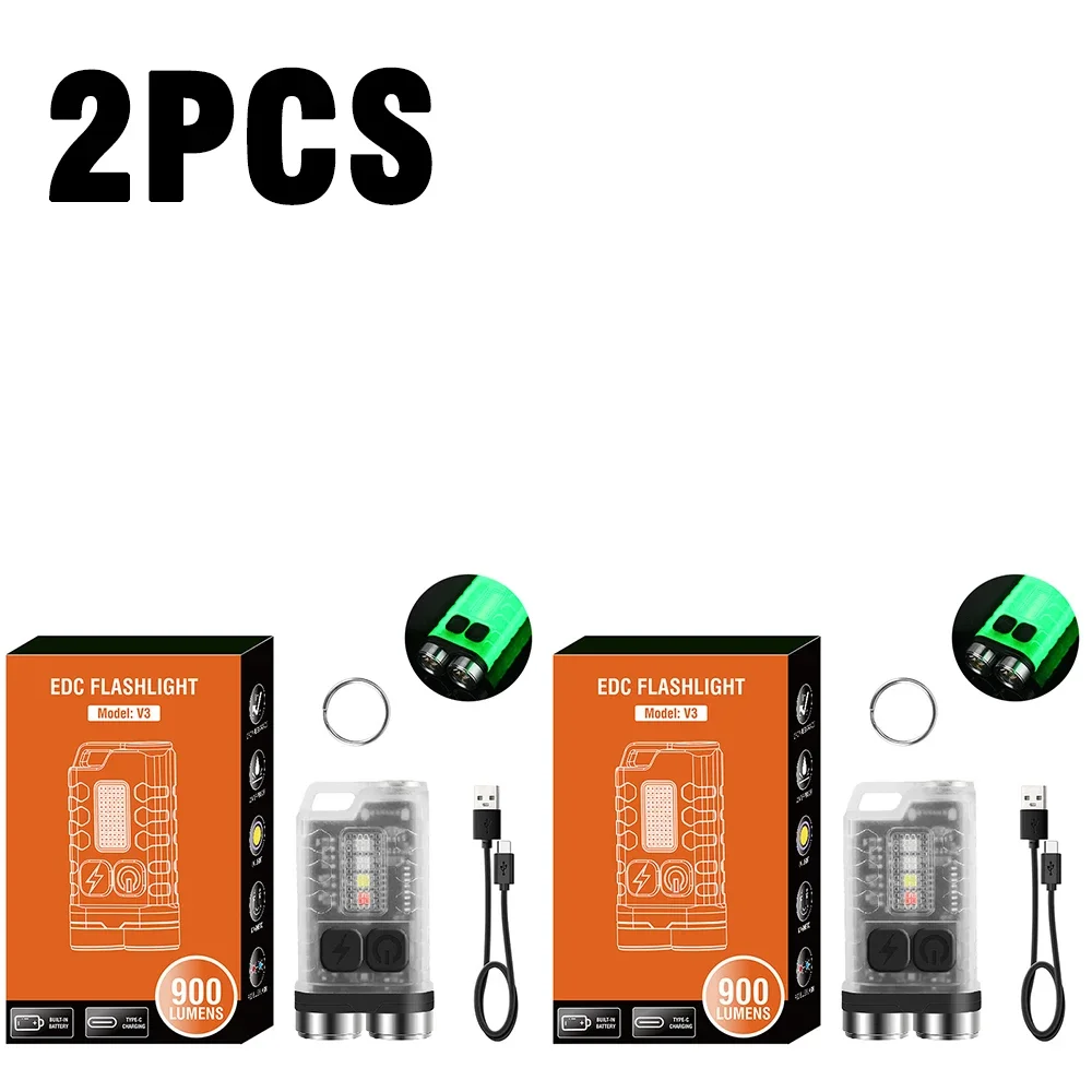 CJYYUE V3 EDC Flashlight, 900Lumens Mini Flashlight, Small Keychain Flashlight Pocket Led Flashlight Rechargeable Powerful Tactical Flashlights For Emergency Hiking Everyday Carry Black