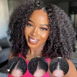V Part Wigs Kinky Curly Wigs Human Hair Glueless Remy Curly Human Hair Wigs No Lace V Part Hair Wigs for Women Kinky Curly Sale