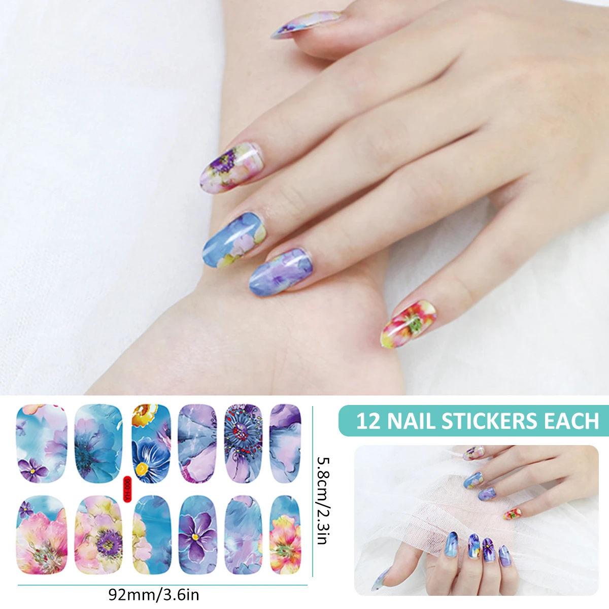 10 Sheets Vibrant Full Wrap Nail Polish Stickers Self-Adhesive Nail Decals for DIY Nail Art Manicure Designer Nail Art Stickers 4