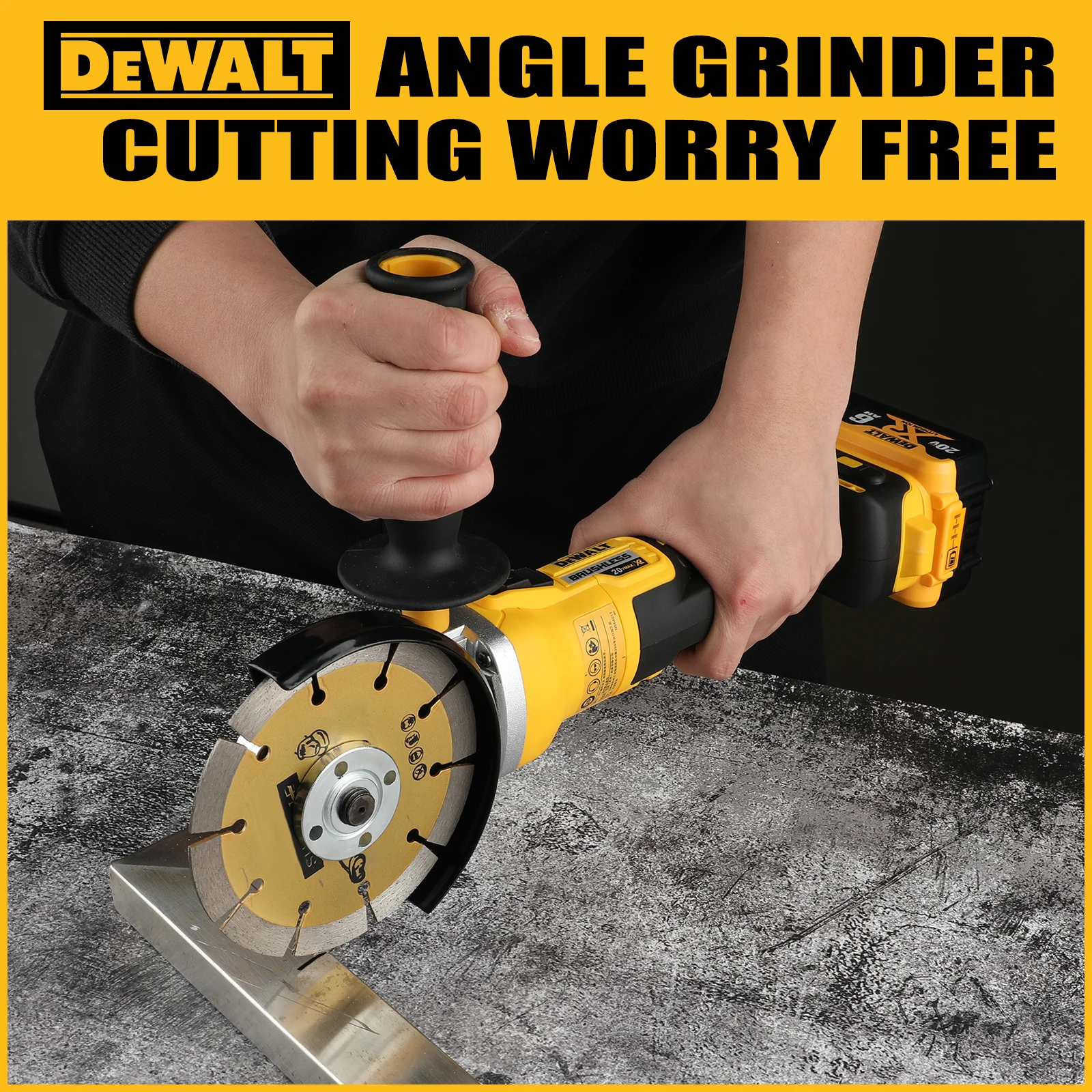 Electric Angle Grinder DEWALT 20V Brushless Electric Angle Grinder DCG405FN 125mm M14 Polisher Cutting Machine Cordless Impact Rechargeable Power Tool