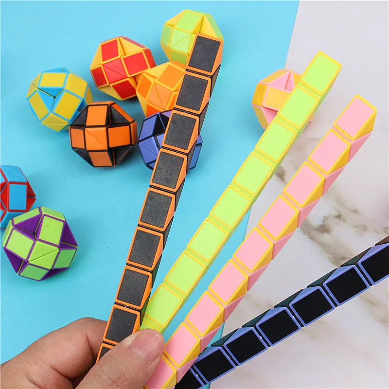 Educational toy 6Pcs folding magic snake ruler puzzle antistress cube for kids birthday party favors goodie bags school reward