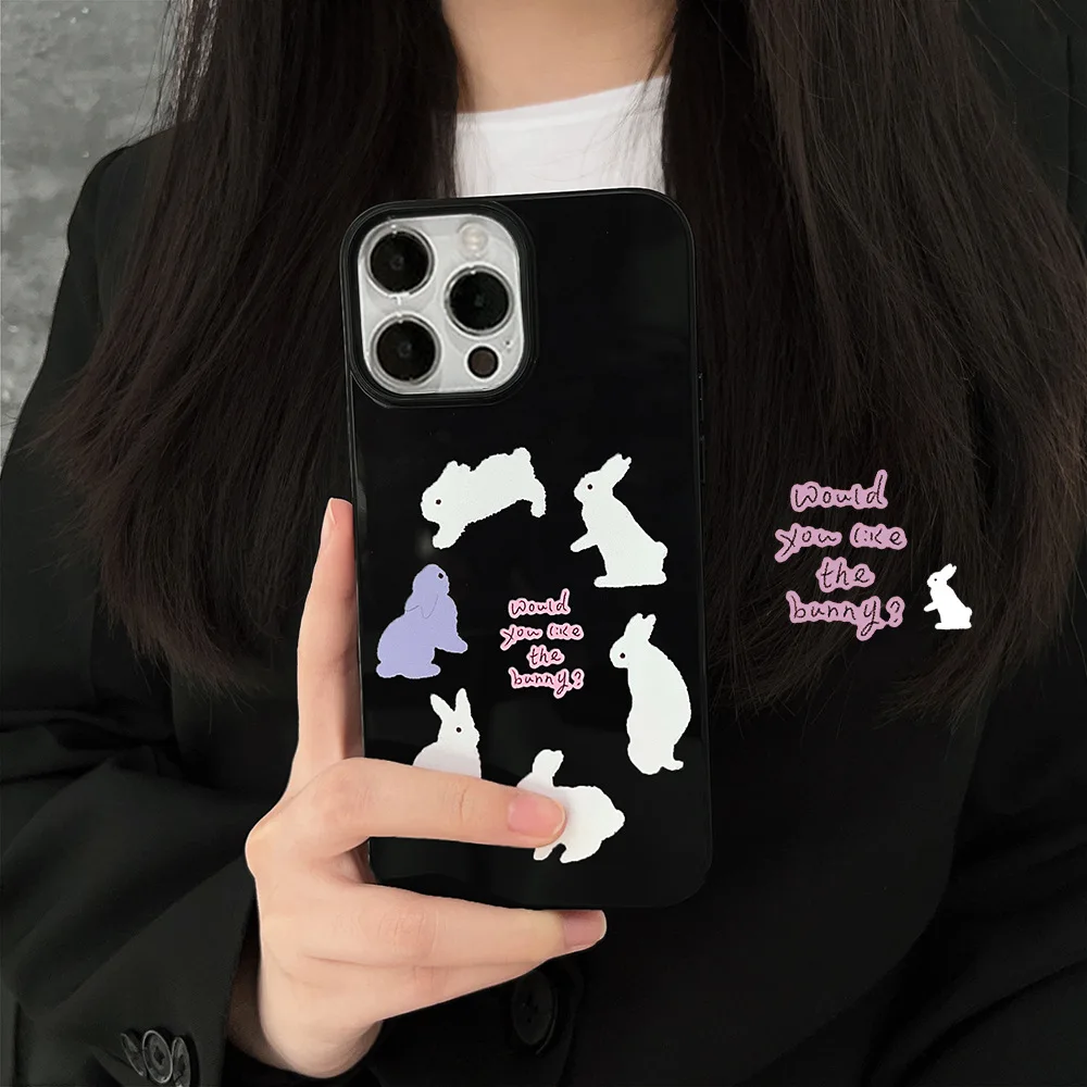 Custodie Per Telefoni Con Alfabeto Inglese Coniglio Bianco Cartone Animato Per Iphone 11 12 13 14 Pro Max Per Iphone Custodia Per Iphone Vintage Corea