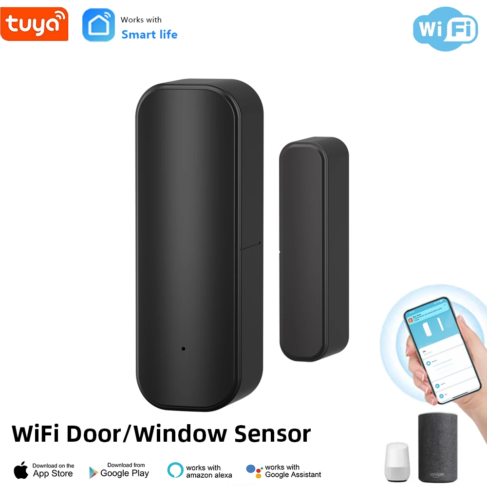 Door Window Sensor WiFi Door Open Closed Detectors Tuya Window Sensor with App Notification Alert Contact Sensor for Home Security