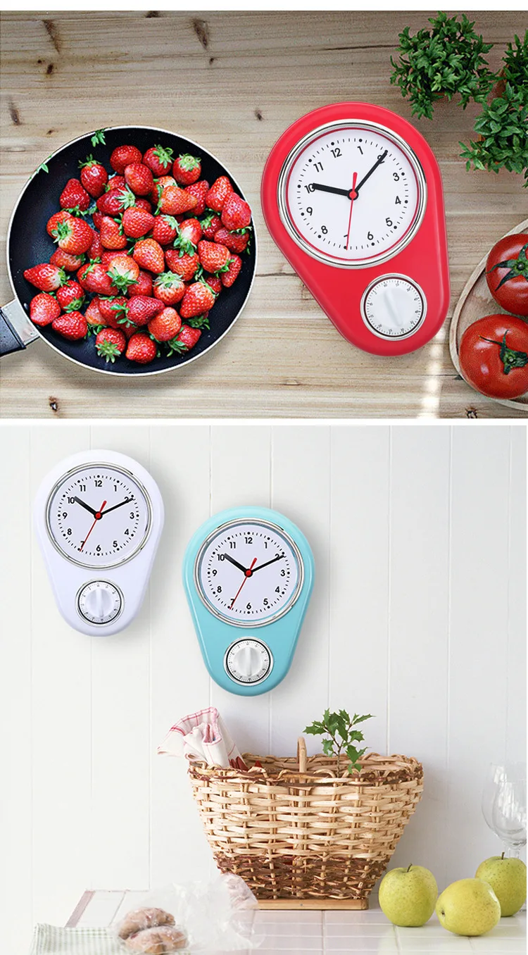 Description Picture 2 of itemkitchen timer kitchen wall clock Simple creative personality Hanging watch Household acrylic Clock Mirror Sticker Clock for