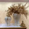 Ceramic General Can Ginger Jar Geometric Fringe Golden Bottle Storage Flower Vase Porcelain Craftwork Home Decoration 3