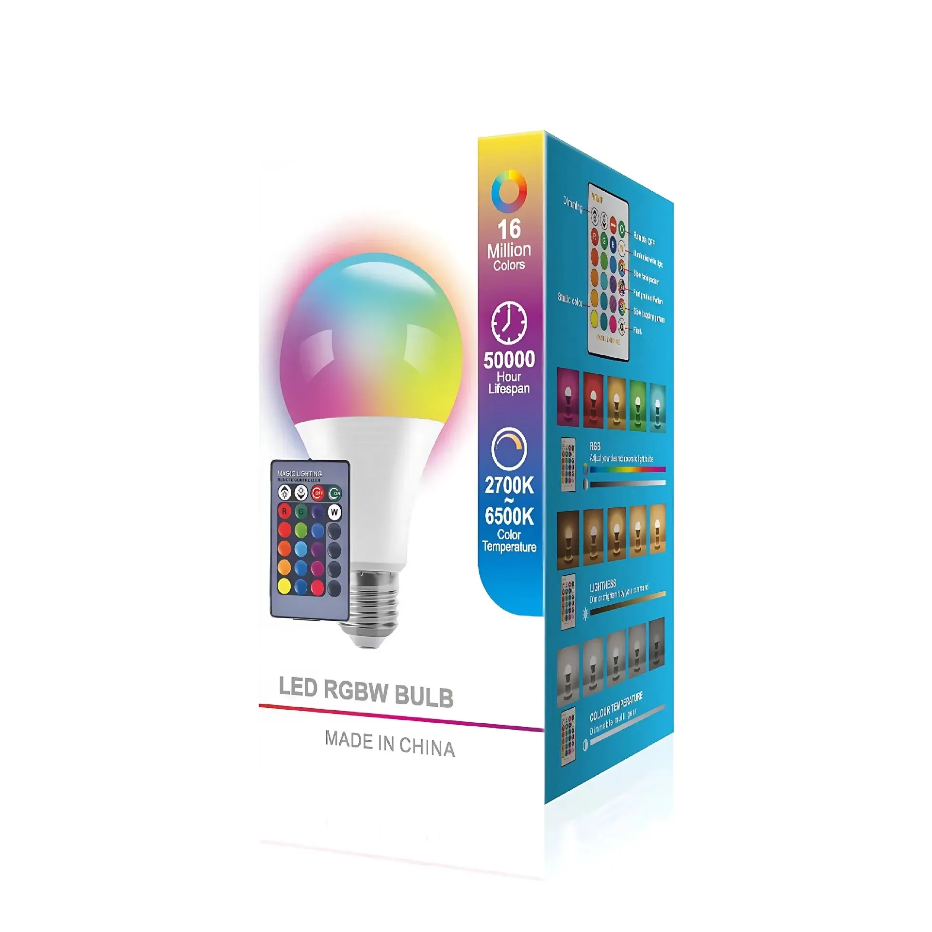 Smart LED Light Bulbs 15W A70 RGBW 220V Led Smart Bulb Controls Rgb Ball Bubbles And Graffiti Family Color Change Light E27 Bluetooth Bulb