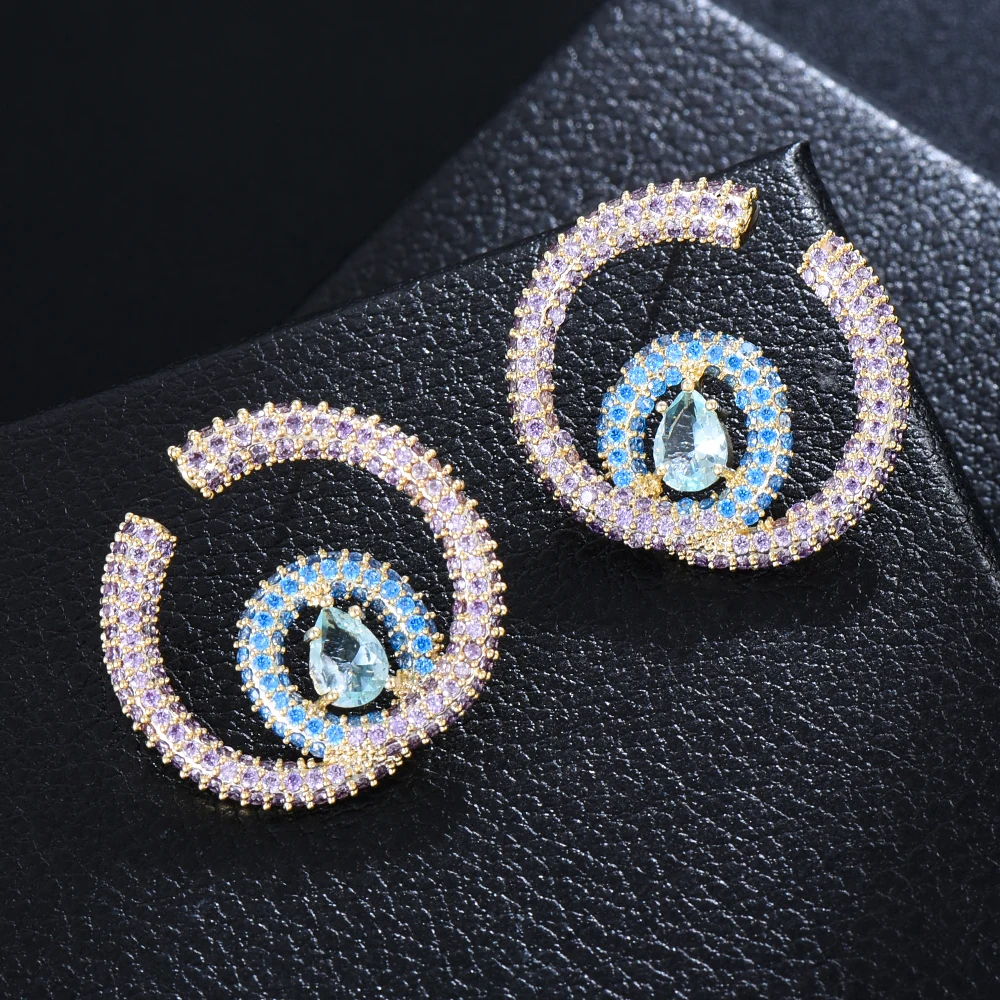 

Jimbora New Trendy Round Earrings for Women Girl Daily Bridal Wedding Party Jewelry Christmas Present Gift High Quality