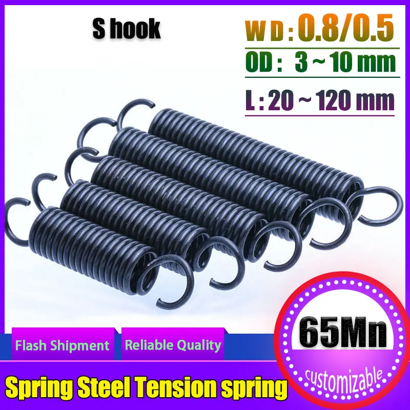 

Open Hook Tension Spring Pullback Spring Coil Extension Spring Draught Spring Wire Diameter 0.5mm,0.8mm Outer Diameter 3-10mm