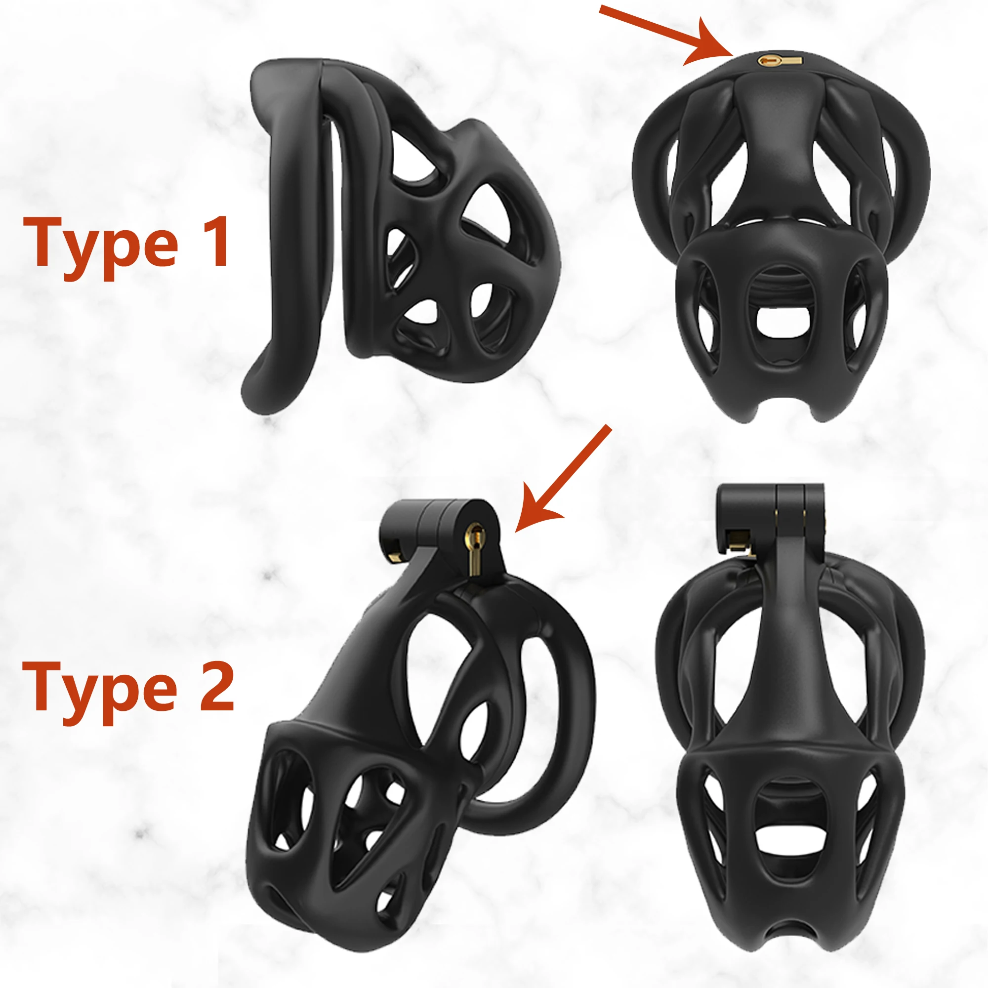 Cobra ES6 Male Chastity Device Breathable Cock Cage Mini Lock 4 Penis Rings Bondage Fetish Adult Sex Toys For Men