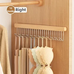 Retractable Multi - Functional Wood Clothes and Bra Storage Organizer (Right 12hooks)