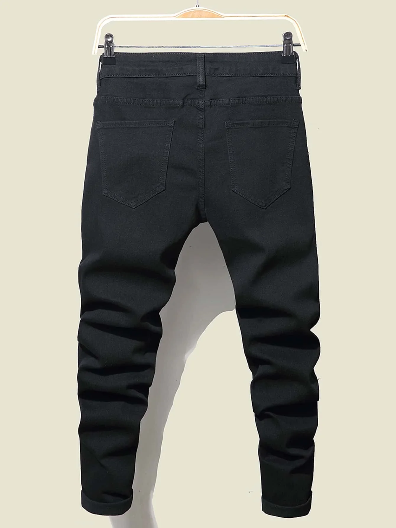 Streetwear Knee Ripped Skinny Jeans Pants for Men