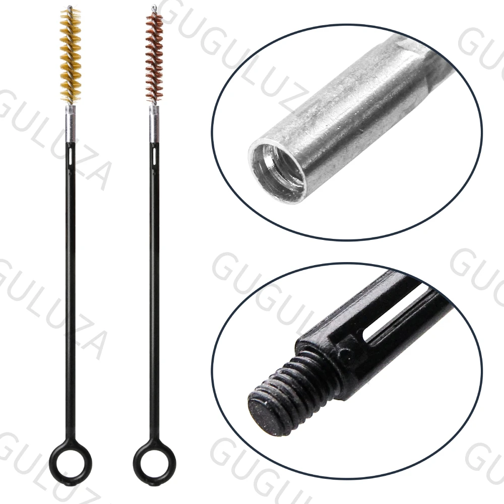 Gun Cleaning Kit GUGULUZA 3/6Pcs Set 9MM Pistol Cleaning Kit Brass Bristle Bore Brush Nylon Rod Universal .38Cal.357Cal Handgun Revolvers