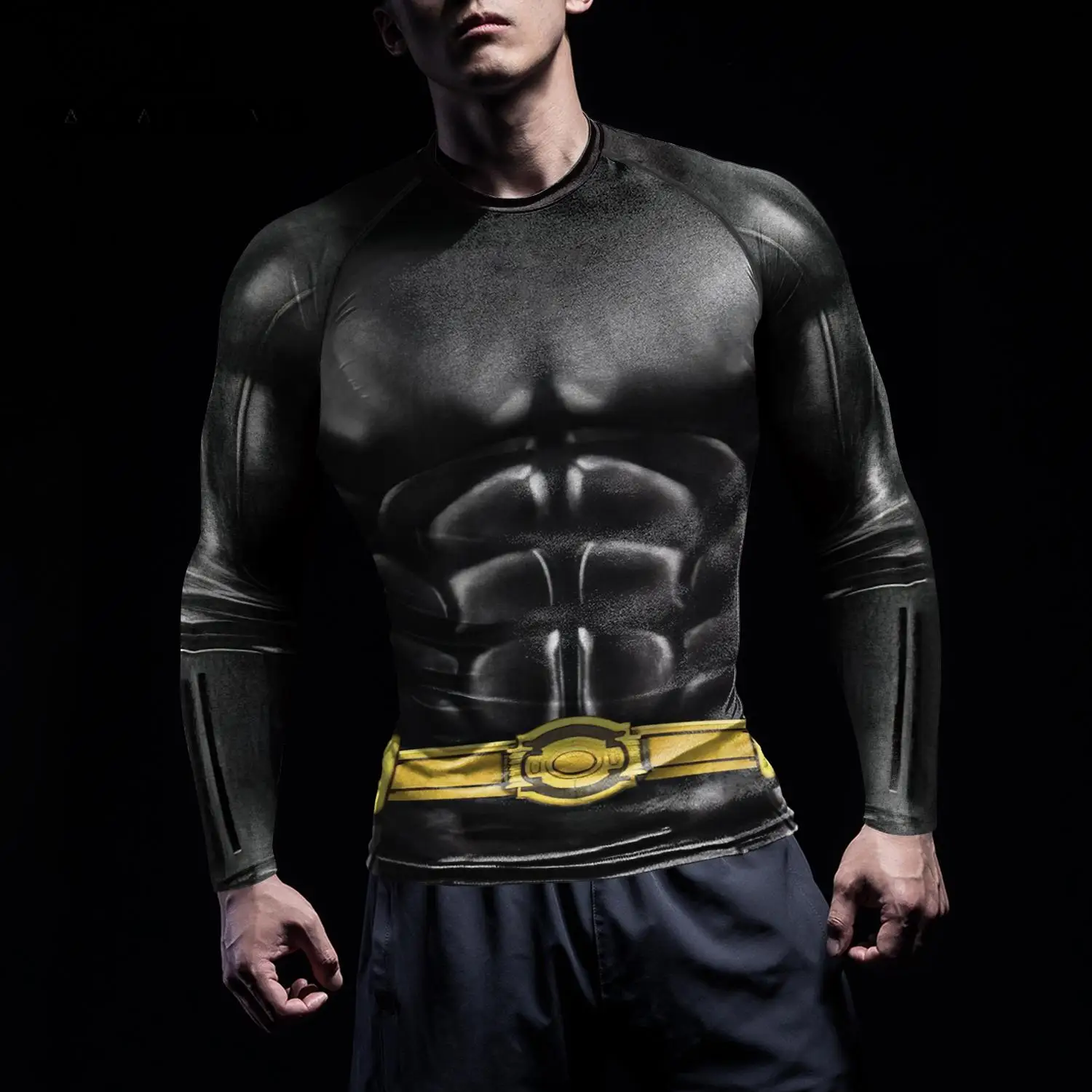 Nadanbao Swimming Rash Guard Men Superhero Print Workout Tee Shirt Long Sleeve Tops Man Fitness Clothing Compression T-Shirt