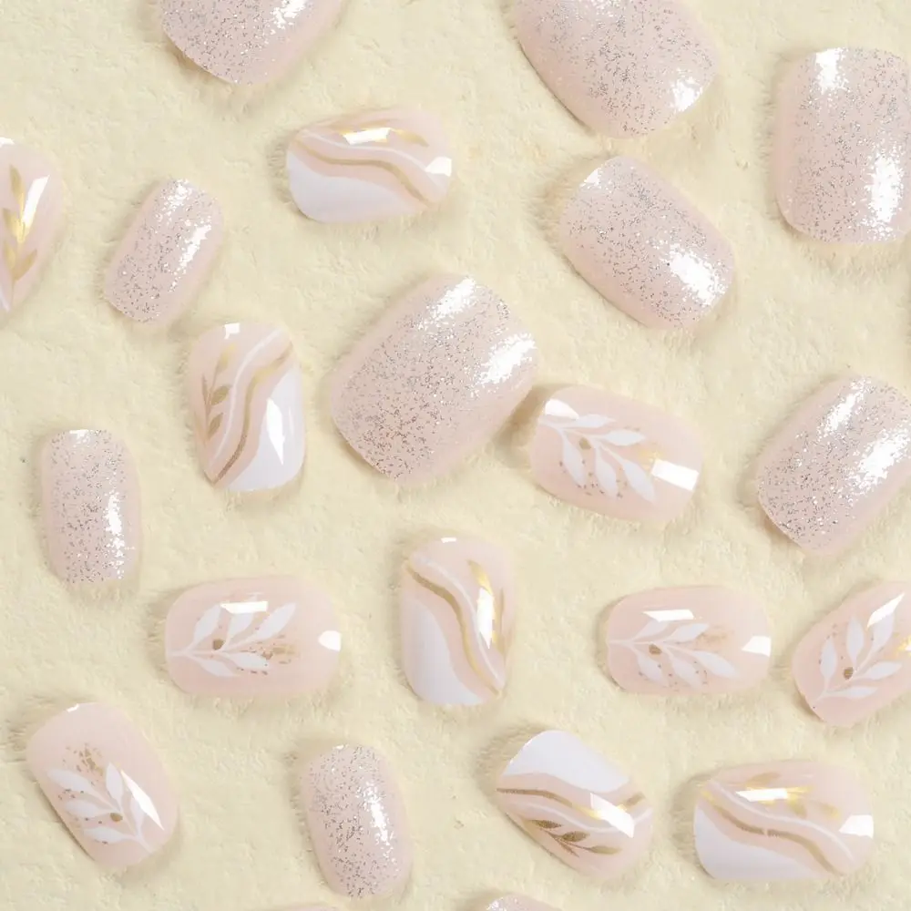 24pcs Glitter Powder Press-On Faux Fingernails