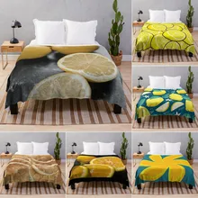 Impressão 3d limão frutas frescas flanela velo lance cobertor rei rainha tamanho super macio leve quente para cama sofá cobertor