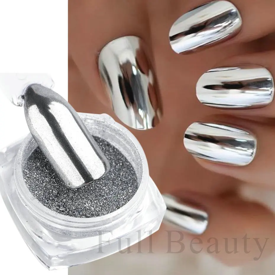 Nail Mirror Glitter Powder 2 Pcs Gold Silver Metallic Effect Pigment Gel Polish Chrome Flakes Dust Holographic Decoration nail powder nail glitter nail decoration nail decorations nail flakes