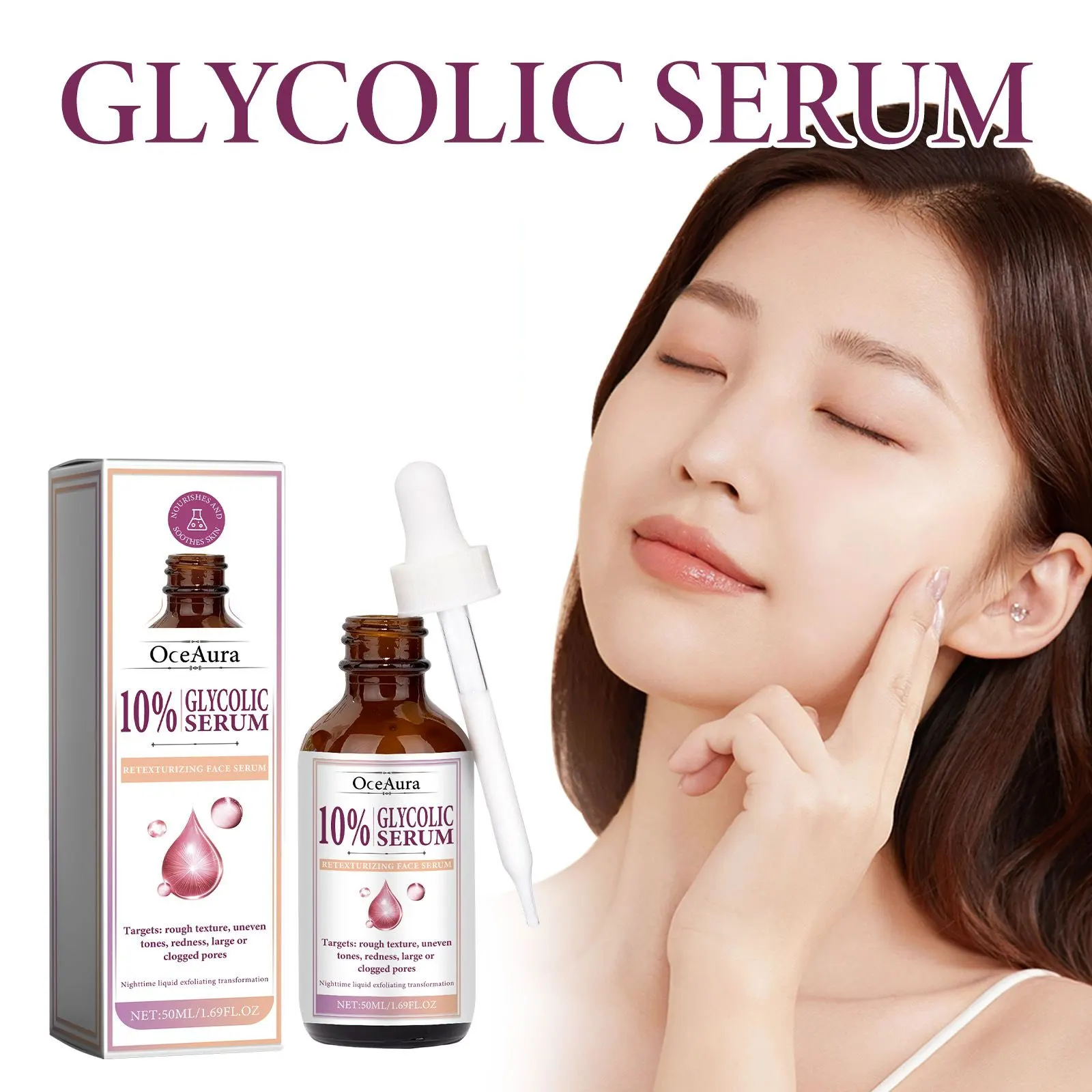 Glycolic Acid 10% Toning Solution Fade Fine Lines Firming Face Serum Improve Facial Dryness Redness Glycolic Acid Repair Essence 3